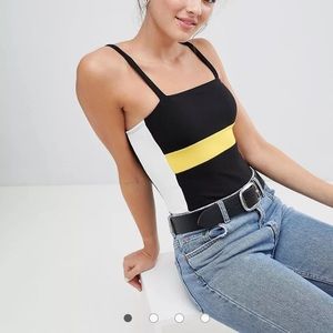 ASOS pull & bear striped color block ribbed bodysuit